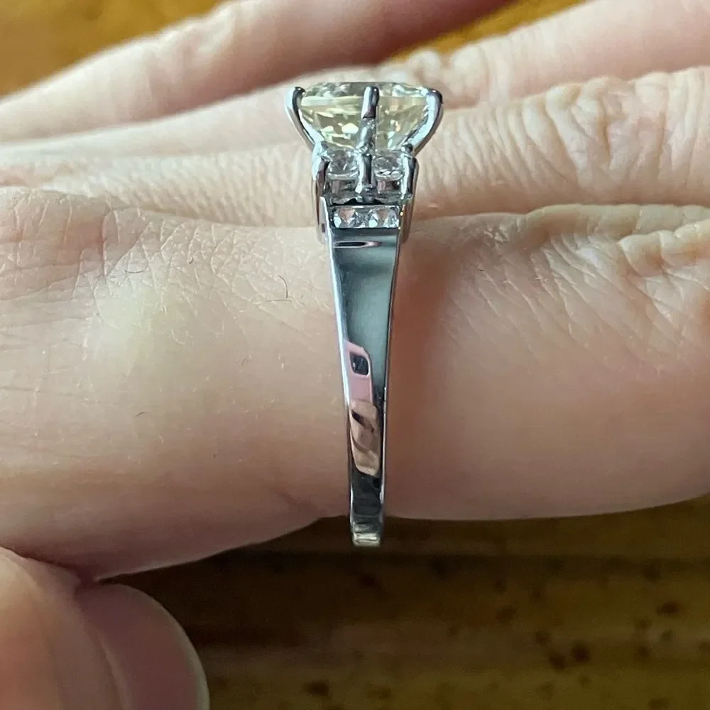 Yellow Labradorite White Topaz Sterling Silver Ring Size 10
